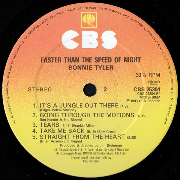 Bonnie Tyler : Faster Than The Speed Of Night (LP, Album)
