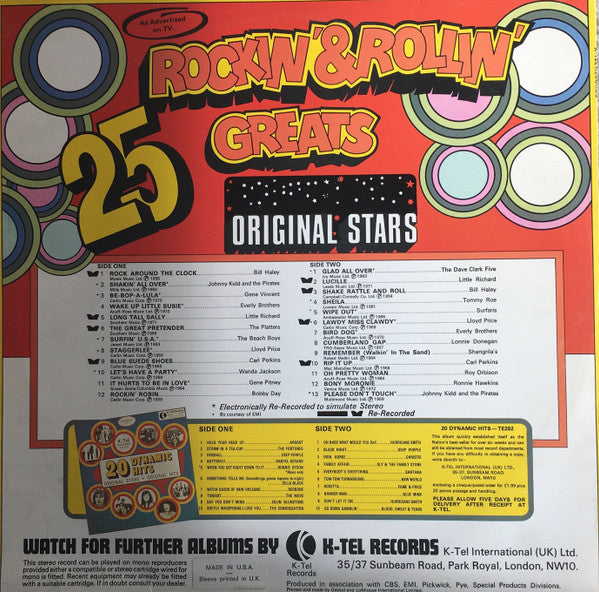 Various : 25 Rockin' & Rollin' Greats (LP, Comp, Ltd, US )