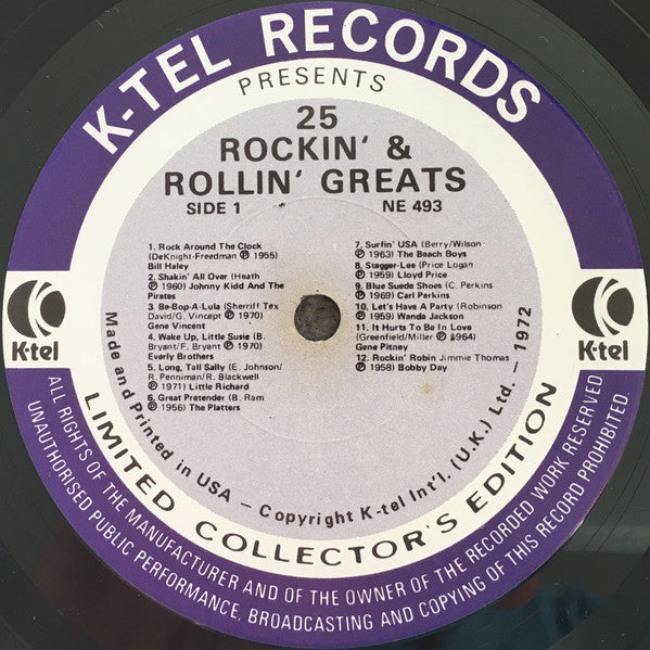 Various : 25 Rockin' & Rollin' Greats (LP, Comp, Ltd, US )