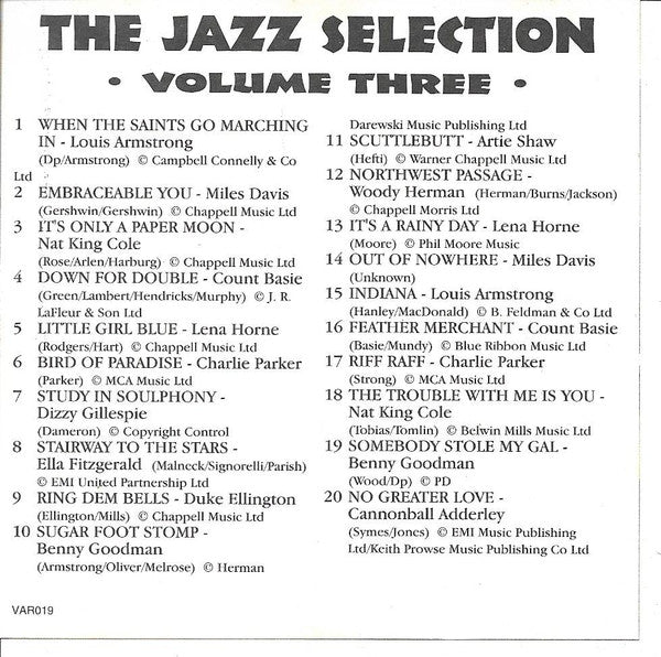 Various : The Jazz Selection (Volume Three) (CD, Comp)