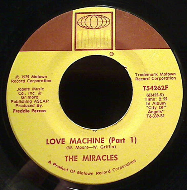 The Miracles : Love Machine (7", Single)
