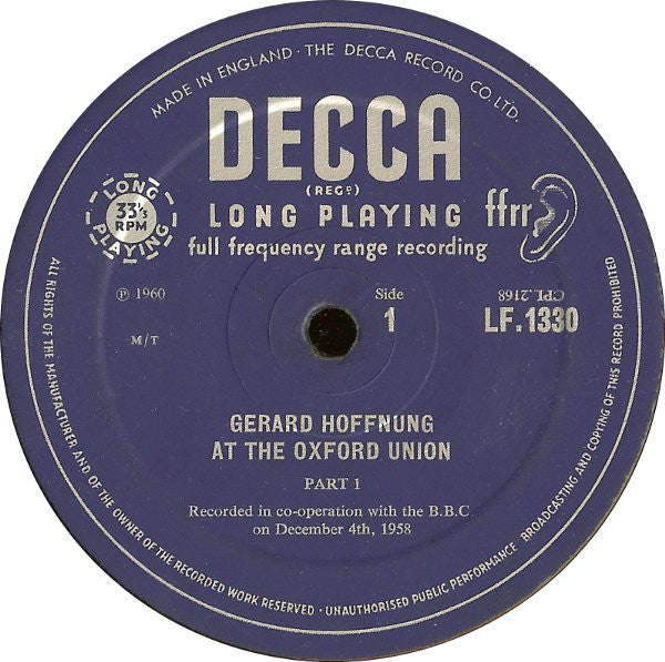 Gerard Hoffnung : Hoffnung At The Oxford Union (10", Album, Mono, RP)
