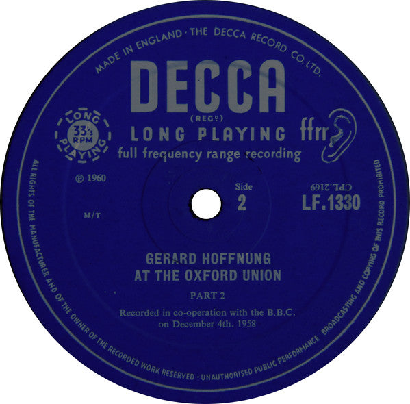 Gerard Hoffnung : Hoffnung At The Oxford Union (10", Album, Mono, RP)