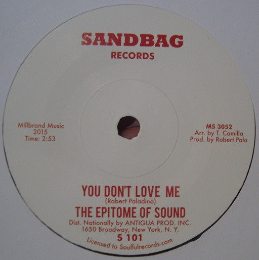 Epitome Of Sound : You Don't Love Me (7", Single, RE)