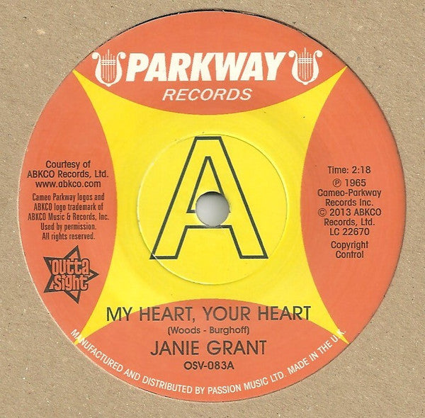 Janie Grant  / Evie Sands : My Heart, Your Heart / Picture Me Gone (7", Promo)