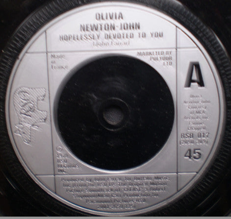 Olivia Newton-John : Hopelessly Devoted To You (7", Single, Inj)