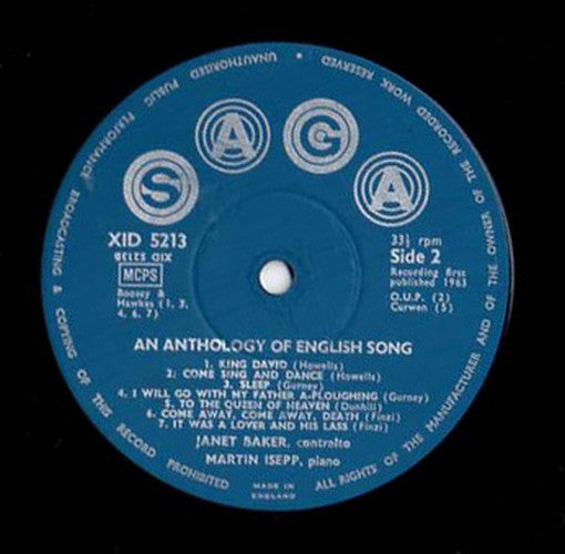 Janet Baker : An Anthology Of English Song (LP, Mono)