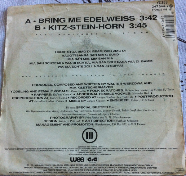 Edelweiss : Bring Me Edelweiss (7", Single, Sol)