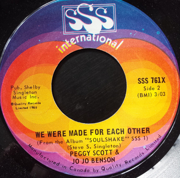 Peggy Scott & Jo Jo Benson : Soulshake / We Were Made For Each Other (7", Single)