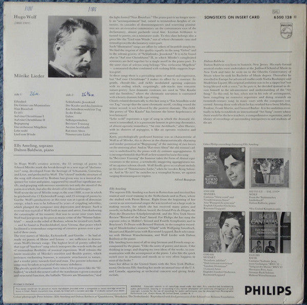 Hugo Wolf, Elly Ameling, Dalton Baldwin : Mörike-Lieder (LP, Album)