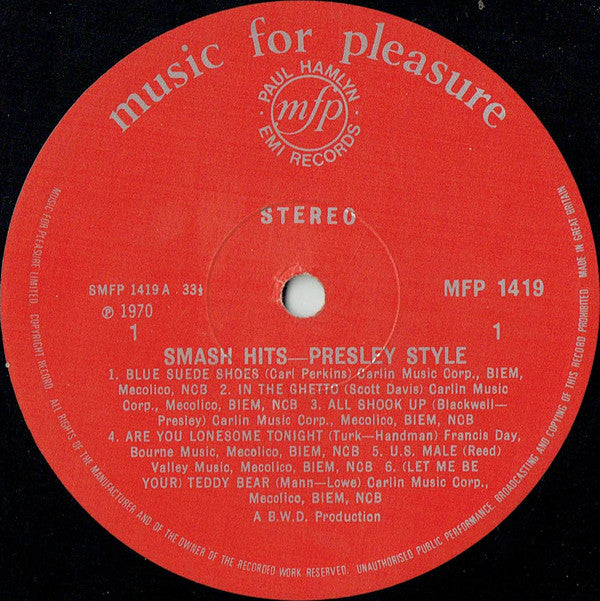 Unknown Artist : Smash Hits Presley Style (LP)