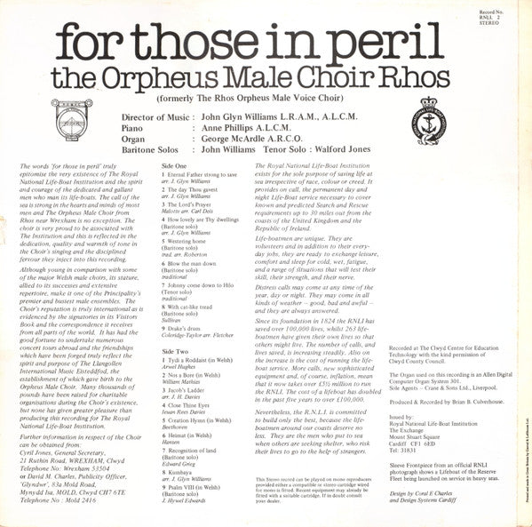 Rhos Orpheus Male Voice Choir : For Those In Peril (LP)