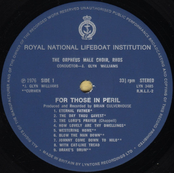 Rhos Orpheus Male Voice Choir : For Those In Peril (LP)