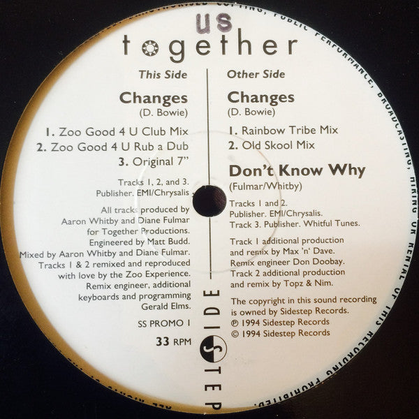 Us Together : Changes / Don't Know Why (12", Promo)