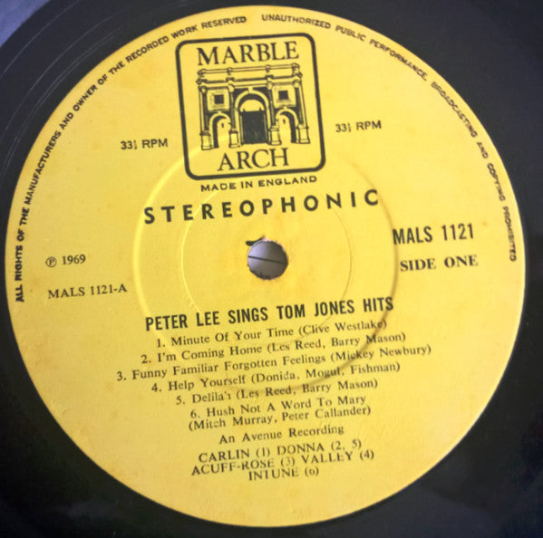 Peter Lee (5) : Peter Lee Sings Engelbert Humperdinck And Tom Jones Hits (LP)
