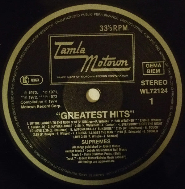 The Supremes Featuring Mary Wilson : Greatest Hits (LP, Comp)