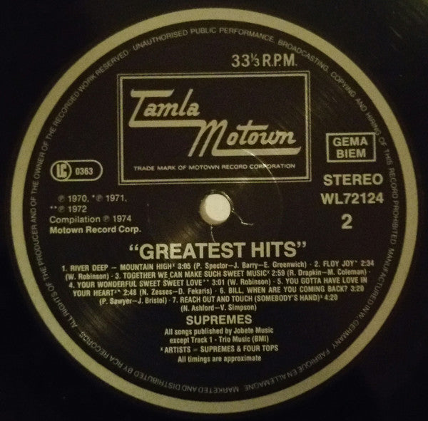 The Supremes Featuring Mary Wilson : Greatest Hits (LP, Comp)