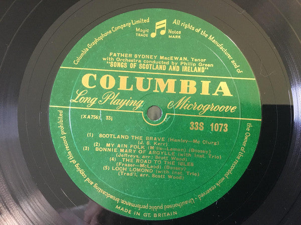 Father Sydney MacEwan : Songs Of Scotland And Ireland (10", Mono)