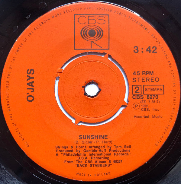 O'Jays* : Back Stabbers (7", Single)
