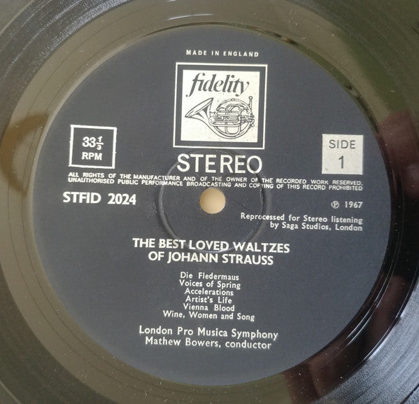 The London "Pro Musica" Symphony Orchestra, Mathew Bowers, Johann Strauss Jr. : Best Loved Waltzes (LP, Album)