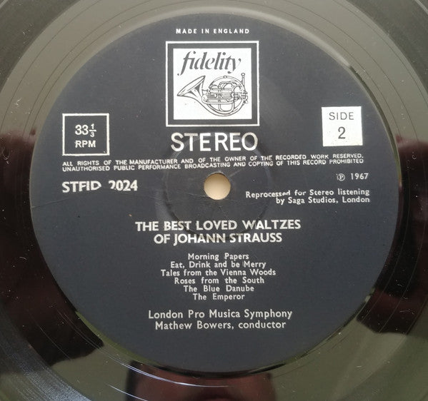 The London "Pro Musica" Symphony Orchestra, Mathew Bowers, Johann Strauss Jr. : Best Loved Waltzes (LP, Album)