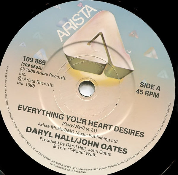 Daryl Hall & John Oates : Everything Your Heart Desires (7", Single)