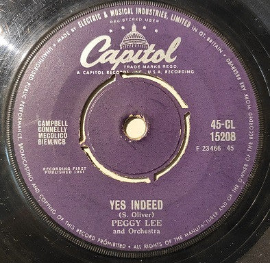 Peggy Lee : Yes Indeed (7")