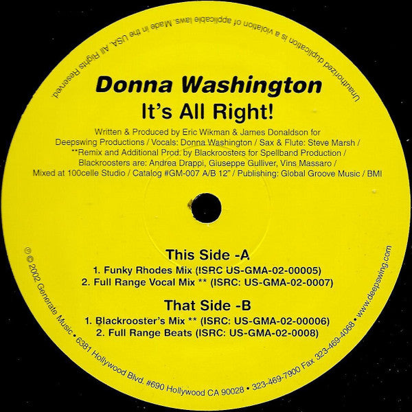 Donna Washington : It's All Right! (12")
