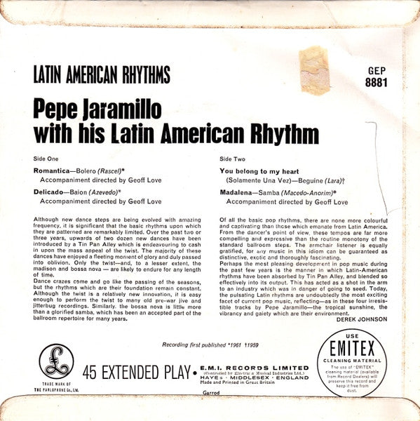 Pepe Jaramillo And His Latin-American Rhythm : Latin American Rhythms (7", EP, Mono, RE, Bla)