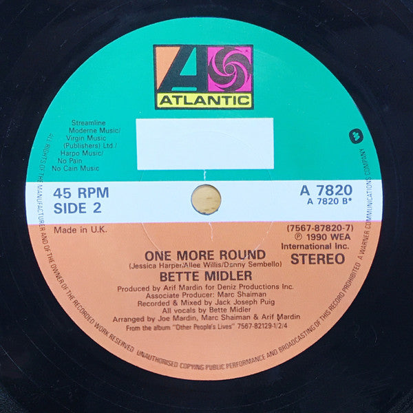 Bette Midler : From A Distance (7", Single, Lyn)