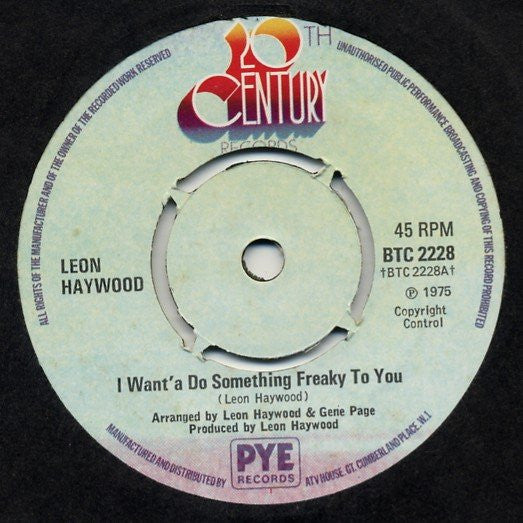 Leon Haywood : I Want'a Do Something Freaky To You (7", 4 P)