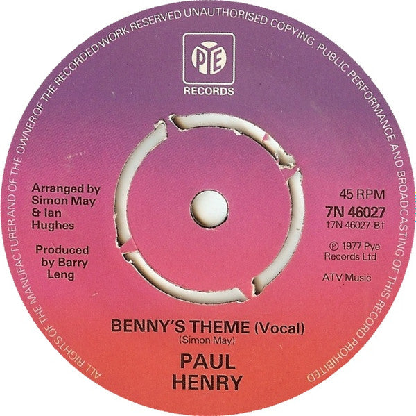 Paul Henry (9) Featuring The Mayson Glen Orchestra : Benny's Theme (7", Single)