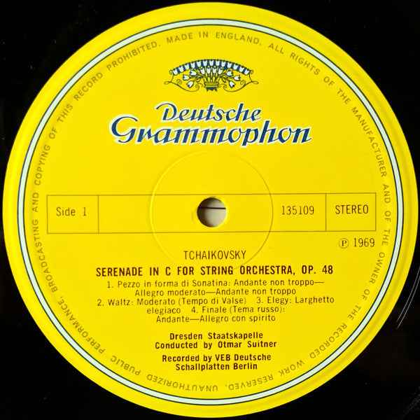 Pyotr Ilyich Tchaikovsky – Staatskapelle Dresden, Otmar Suitner, Berliner Philharmoniker, Ferdinand Leitner : Serenade For Strings C Major · Marche Slave · Capriccio Italien (LP, Comp)