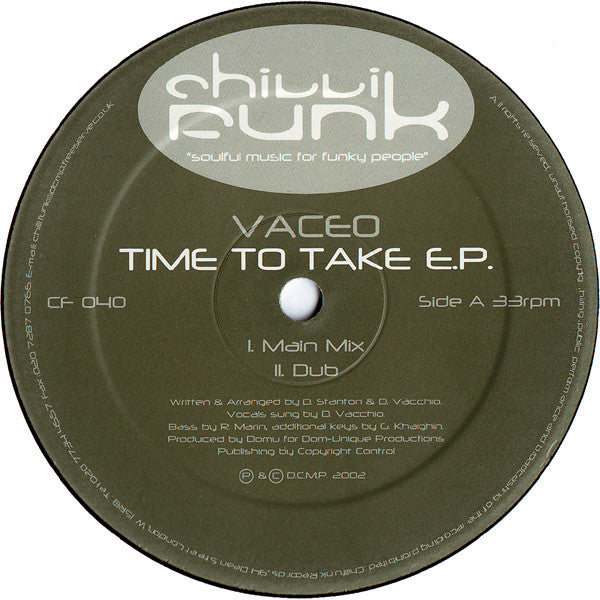 Vaceo : Time To Take E.P. (12", EP)