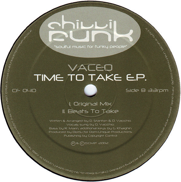 Vaceo : Time To Take E.P. (12", EP)