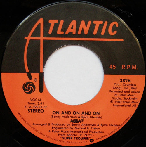 ABBA : On And On And On (7", Single, Spe)