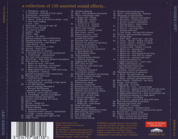 Unknown Artist : Noises Off! (A Collection Of 150 Assorted Sound Effects) (CD)