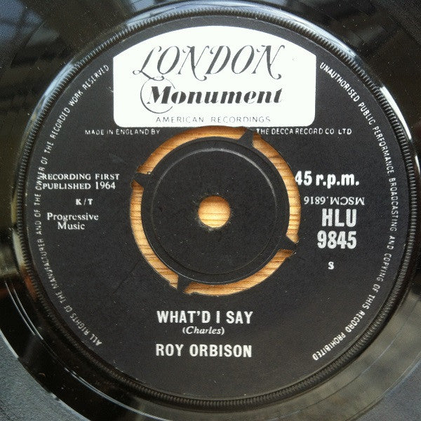Roy Orbison : Borne On The Wind (7", Single)