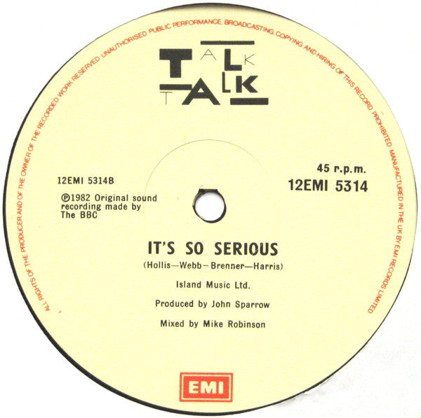 Talk Talk : Today (12", Single)